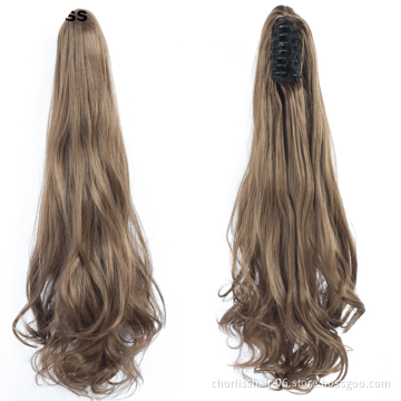Factory Price High Quality 20 Inch Water Wave Curly Ponytail Hairpiece For Women Synthetic Claw-Clip Ponytail Hair Extensions